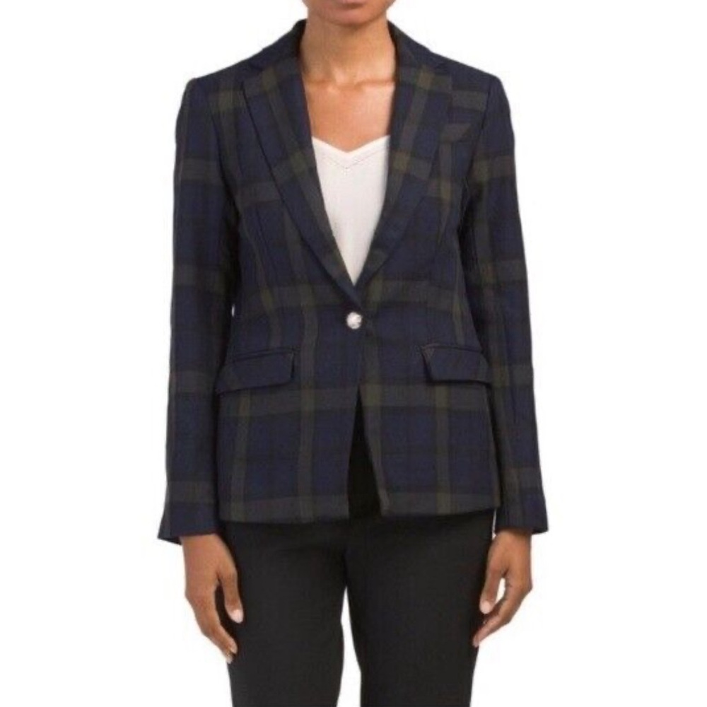Carolina Belle Blue/Green Plaid Tartan Business Blazer Jacket Size XL